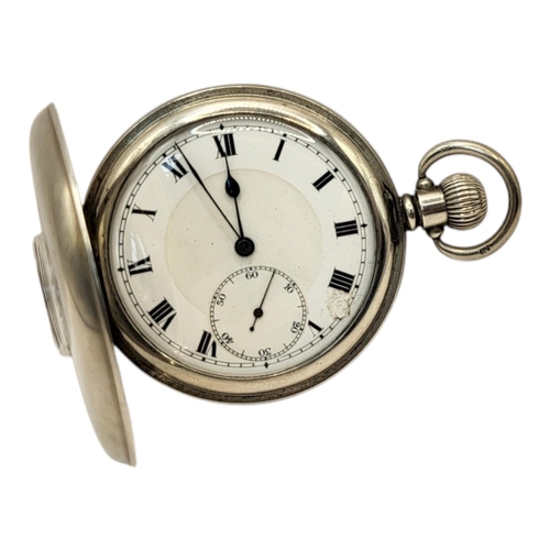 51 - AN EARLY 20TH CENTURY SILVER DEMI HUNTER GENTS POCKET WATCH
Having a glazed aperture, subsidiary sec... 