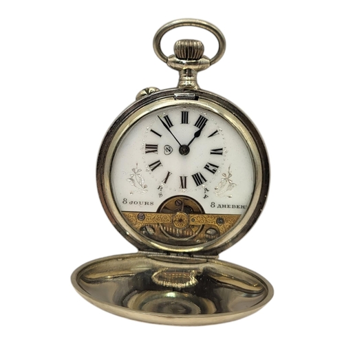 67 - TWO EARLY 20TH CENTURY ‘VISUAL ESCAPEMENT GENT’S POCKET WATCH
Full hunter with embossed floral decor... 