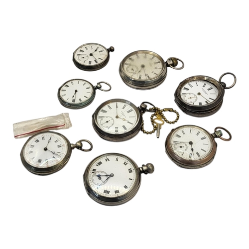 71 - A COLLECTION OF VICTORIAN AND LATER SILVER AND WHITE METAL GENT’S POCKET WATCHES
Open face to includ... 