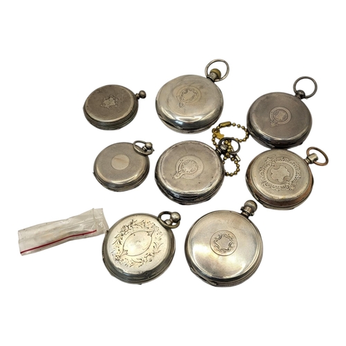 71 - A COLLECTION OF VICTORIAN AND LATER SILVER AND WHITE METAL GENT’S POCKET WATCHES
Open face to includ... 