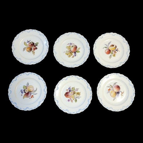 312 - MEISSEN, A SET OF SIX MID 19TH CENTURY HARD PASTE PORCELAIN CABINET PLATES
Each centrally polychrome... 