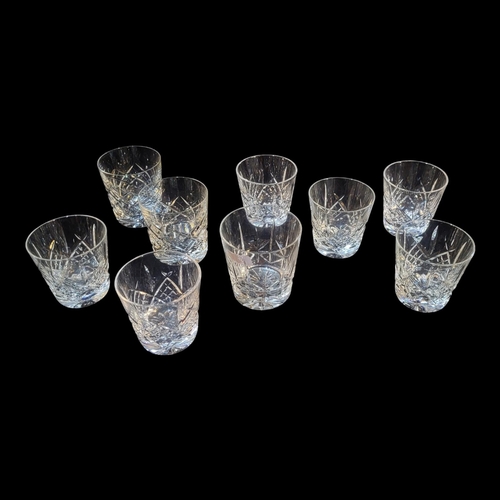 304 - STUART, A SET OF SIX CUT LEAD CRYSTAL WHISKY GLASSES
Having diamond for, cuts to body, together with... 