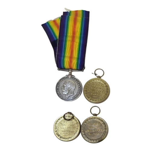 351 - A COLLECTION OF WW1 BRITISH MILITARY MEDALS
To include a pair of medals silver l awarded to 91934 Pt... 