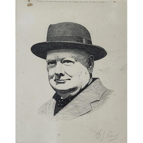 391 - SIR WINSTON CHURCHILL,A MID CENTURY BLACK AND WHITE ENGRAVED PORTRAIT
Published by The Imperial Fine... 