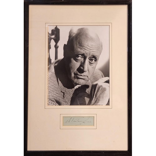 398 - ALISTAIR SIM, AN AUTOGRAPH WITH BLACK AND WHITE PHOTOGRAPH
Head and shoulders portrait with signatur... 