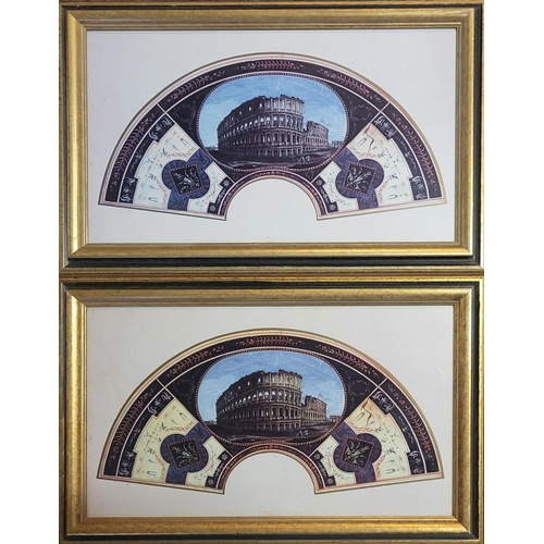 68 - AFTER THE ANTIQUE, A PAIR OF DECORATIVE 20TH CENTURY FAN FORM COLOURED PRINTS, COLOSSEUM, ROME
Gilt ... 