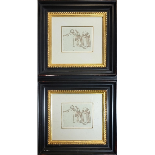 77 - AFTER REMBRANDT, A PAIR OF SEPIA FACSIMILES, WOMAN AND CHILD
Gilt and cream mounted frame and glazed... 