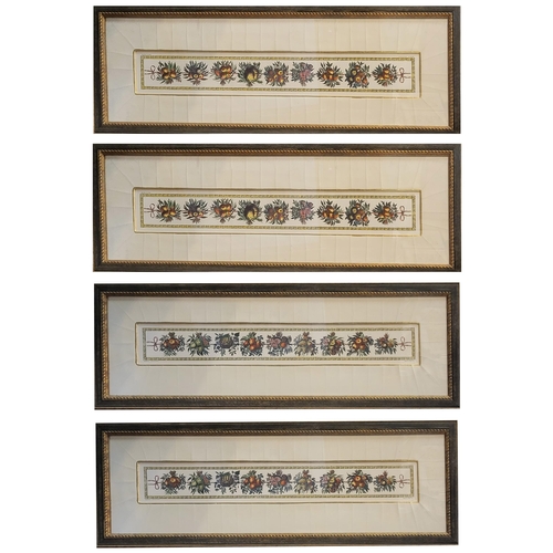 81 - A SET OF FOUR COLOURED PRINTS, FRUITS 
Gilt and cream mounted, framed and glazed. 
(95cm x 34cm)

Co... 