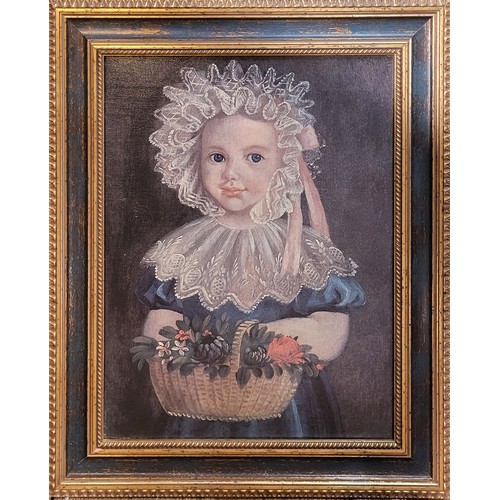 411 - AFTER JEAN PIERRE KUNZLER, A 20TH CENTURY PORTRAIT PRINT
Titled ‘Little Girl With Flower Basket’, in... 