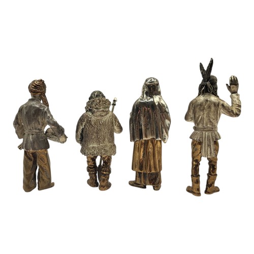 57 - VITTORIO ANGINI, A SET OF FOUR VINTAGE ITALIAN SILVER FIGURES
To include a Native American Indian an... 