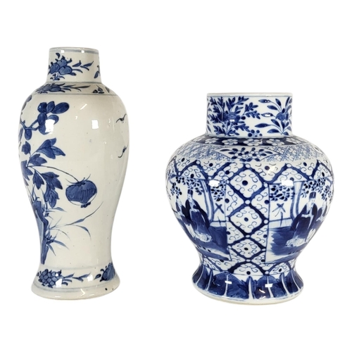 102 - A CHINESE QING DYNASTY BLUE AND WHITE BALUSTER SHAPED VASE, CIRCA 1900
Flora and fauna design, the b... 