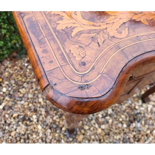 303 - AN 18TH/19TH CENTURY DUTCH WALNUT AND FLORAL MARQUETRY INLAID LOWBOY
With cartouche top above an arr... 