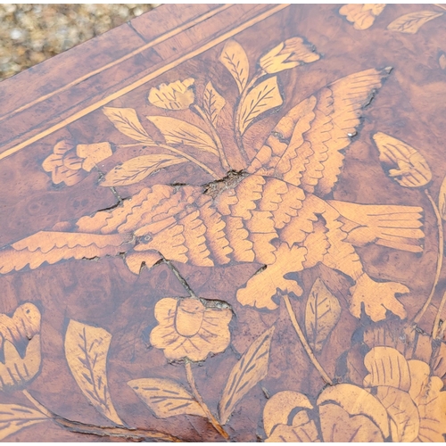 303 - AN 18TH/19TH CENTURY DUTCH WALNUT AND FLORAL MARQUETRY INLAID LOWBOY
With cartouche top above an arr... 