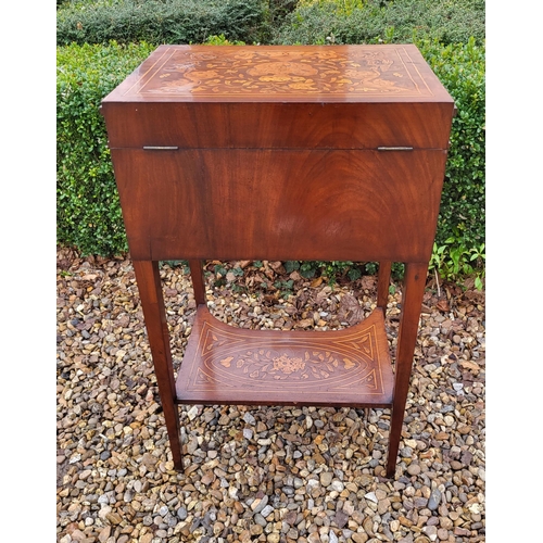 309 - A 19TH CENTURY DUTCH WALNUT AND FLORAL MARQUETRY INLAID LADIES’ WORK TABLE
With rise and fall top ab... 