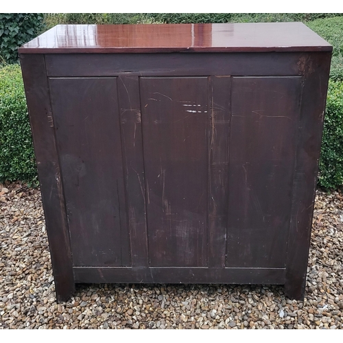 318 - A 19TH CENTURY MAHOGANY CHEST
With two short and three long drawers with brass handles, on bracket f... 