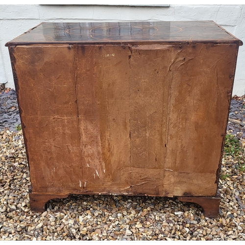 319 - AN EARLY 18TH CENTURY OLIVE WOOD AND LINE INLAID OYSTER VENEERED CHEST
Of two short above three long... 