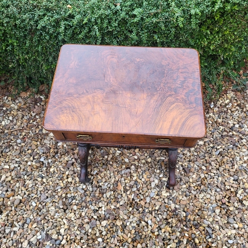 320 - A VICTORIAN WALNUT LADIES’ WORK TABLE
With single drawer and basket, on acanthus carved turned suppo... 