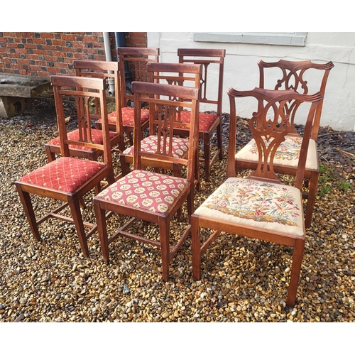 323 - A SET OF SIX MAHOGANY AND SATINWOOD CROSSBANDED DINING CHAIRS
Along with a pair of Georgian mahogany... 