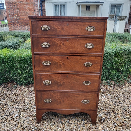 327 - A LATE VICTORIAN MAHOGANY PEDESTAL CHEST OF SIX DRAWERS
Fitted with brass handles, on bracket feet.
... 