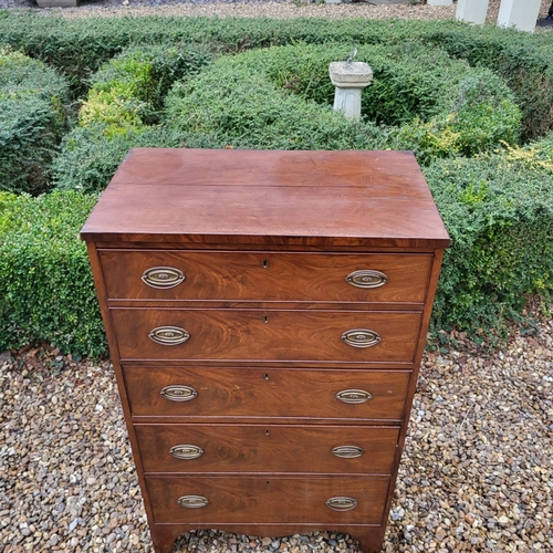 327 - A LATE VICTORIAN MAHOGANY PEDESTAL CHEST OF SIX DRAWERS
Fitted with brass handles, on bracket feet.
... 