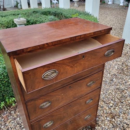 327 - A LATE VICTORIAN MAHOGANY PEDESTAL CHEST OF SIX DRAWERS
Fitted with brass handles, on bracket feet.
... 