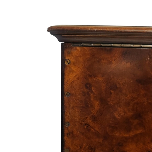 349 - A HIGH VICTORIAN BURR WALNUT TABLE TOP WRITING/STATIONERY BOX
Fitted with brass military carrying ha... 