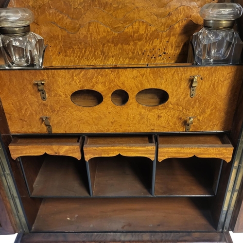 349 - A HIGH VICTORIAN BURR WALNUT TABLE TOP WRITING/STATIONERY BOX
Fitted with brass military carrying ha... 