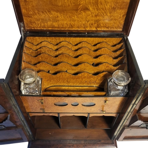 349 - A HIGH VICTORIAN BURR WALNUT TABLE TOP WRITING/STATIONERY BOX
Fitted with brass military carrying ha... 