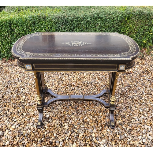 350 - NAPLEON II SECOND EMPIRE, 1848 - 1870, AN EBONISED BOULLE AND ORMOLU CARD TABLE
Top inlaid with styl... 