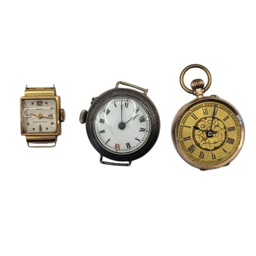 66 - AN EDWARDIAN 9CT GOLD LADIES’ POCKET WATCH
Open face with gilt tone dial, together with a collection... 