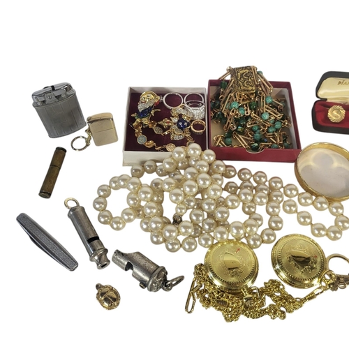 74 - A COLLECTION OF VINTAGE COSTUME JEWELLERY
To include a silver and Wedgwood jasper ware box with port... 