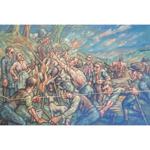 21 - 20TH CENTURY BRITISH SCHOOL OIL ON BOARD, WWI WAR SCENE
Soldiers in billet, together with another ve... 