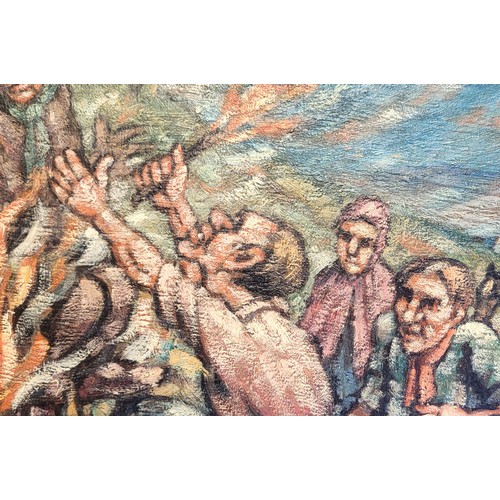 21 - 20TH CENTURY BRITISH SCHOOL OIL ON BOARD, WWI WAR SCENE
Soldiers in billet, together with another ve... 