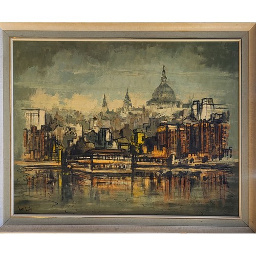 22 - BEN MAILE, BRITISH, B. 1922, OIL ON CANVAS
London view with St. Pauls, signed 'LL', framed. 
(73.5cm... 