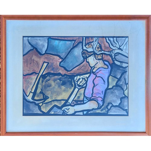 33 - CAROLE A. MILES, WATERCOLOUR
Miner with spade and pickaxe, signed 'LR'.
(53cm x 76cm/20 13/16