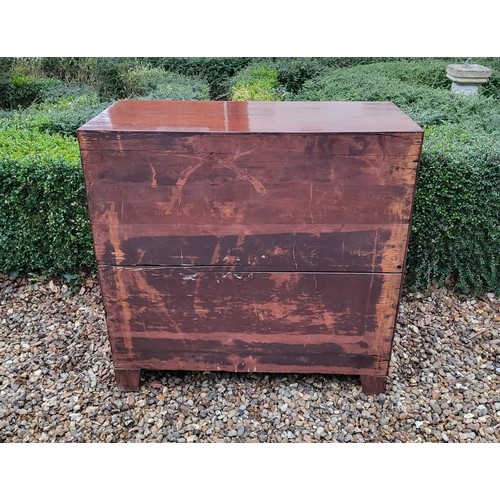 345 - A VICTORIAN MAHOGANY CHEST
Of two short and three long drawers fitted with knob handles, on bracket ... 