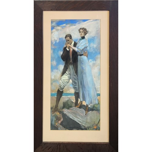 20A - A FINE EARLY 20TH CENTURY ENGLISH SCHOOL PASTEL AND PENCIL, STUDY OF A COURTING COUPLE, CIRCA 1910 -... 