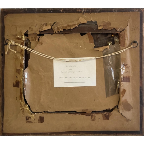 49 - ROBERT BURROWS, FL 1851 - 1856, OIL ON BOARD 
Landscape, thatched cottage with figures, unsigned, be... 