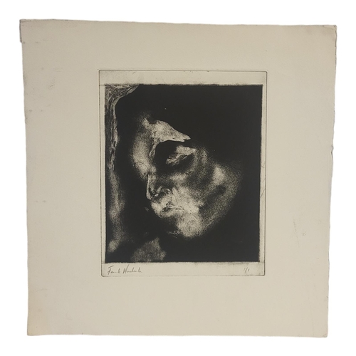 41 - IN THE MANNER OF FRANK AUERBACH, BN 1931, A BLACK AND WHITE PORTRAIT
Signed in pencil in the margin,... 