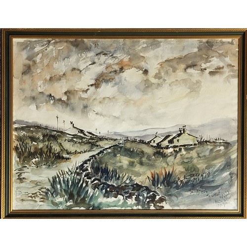 31A - ASHLEY JACKSON, BN 1940, WATERCOLOUR 
Landscape view, The Yorkshire Moors, signed, dated lower right... 