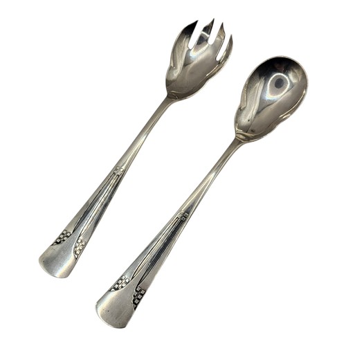 212 - WMF (WÜRTTEMBERGISCHE METALLWARENFABRIK), A PAIR OF STYLISH JUGENDSTIL PERIOD SILVER PLATED SALAD SE... 