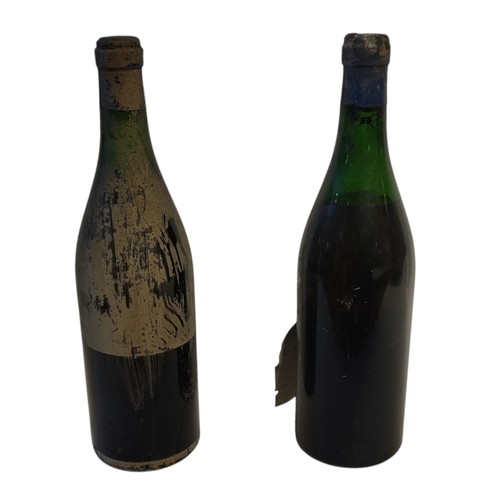 225 - BOUCHARD AINE ET FILS, TWO BOTTLES OF VINTAGE RED WINE, DATED 1952 
One bearing a label ‘Chambolle M... 