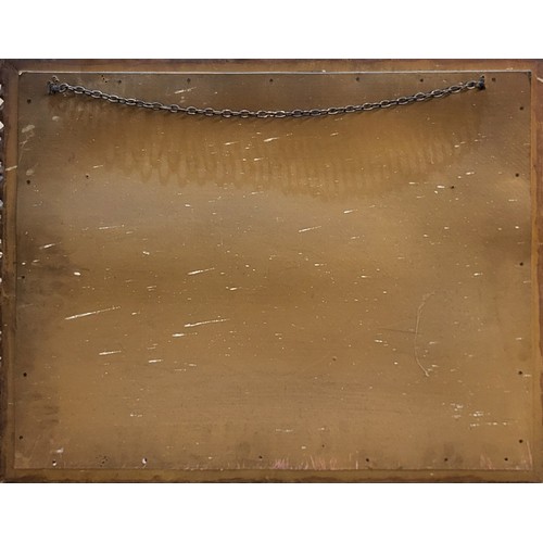 213 - AN EARLY 20TH CENTURY GILDED WOOD GESSO CONTINENTAL RECTANGULAR WALL MIRROR, CIRCA 1900
Bevelled pla... 