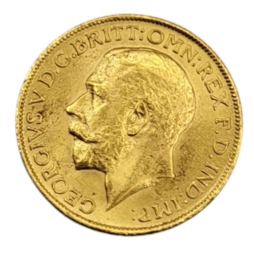 1 - AN EARLY 20TH CENTURY 22CT GOLD FULL SOVEREIGN COIN, DATED 1912 
With King George V portrait and Geo... 