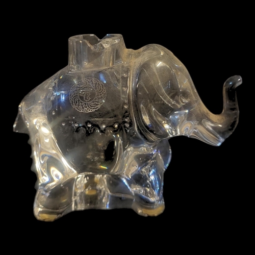 146 - BACCARAT, A LATE 19TH/EARLY 20TH CENTURY FINE FRENCH PLAIN LEAD CRYSTAL NOVELTY ELEPHANT STAND/CENTR... 