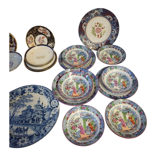 151 - STAFFORDSHIRE, AN EARLY 19TH CENTURY PEARLWARE BLUE AND WHITE PLATE
In Pashkov House, Moscow pattern... 