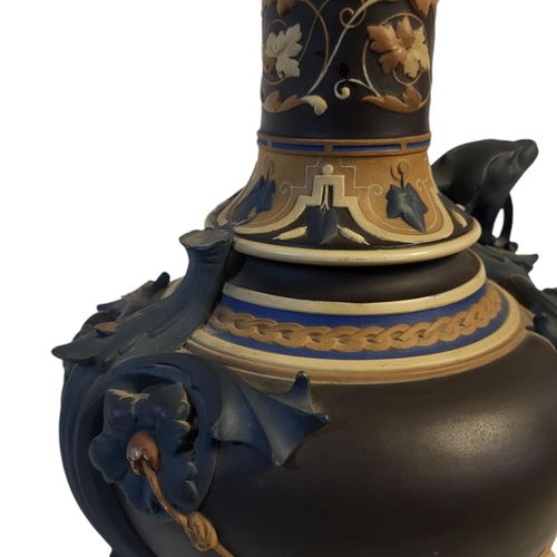 159 - VILLEROY & BOCH, A RARE 19TH CENTURY EARTHENWARE NEOCLASSICAL GOTHIC REVIVAL TWIN HANDLED EXHIBITION... 