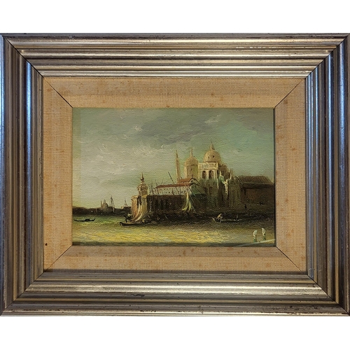 321 - AN EARLY 20TH CENTURY OIL ON BOARD VENETIAN SCENE
Titled ‘Maria Della Salute In Venice’, inscribed t... 