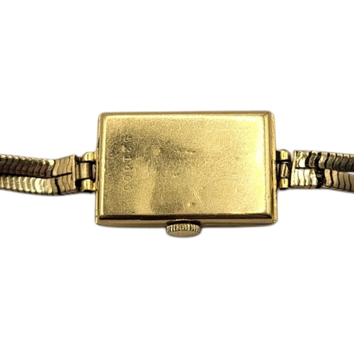 34 - AN ART DECO 18CT GOLD LADIES’ WRISTWATCH
Rectangular form, with Arabic number markings, on a 9ct gol... 