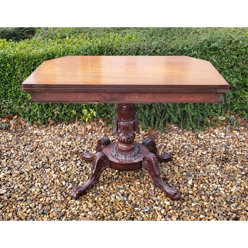 359 - A REGENCY PERIOD MAHOGANY FOOD OVER TEA/DINING TABLE
The canted corner fold over top, supported on t... 